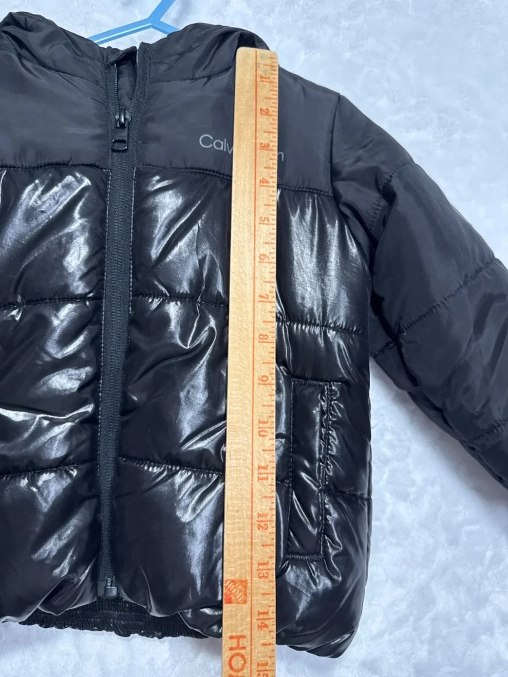 Calvin Klein Baby Boy Puffer Jacket Hoodie 18 Months Glossy Black